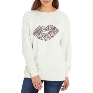 Wildfox Cream Leopard Lip Graphic Sweatshirt-S